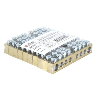 Фотография Шина PEN ноль-земля (8х12мм) 14 отверстий латунь крепеж по краям EKF PROxima, артикул sn0-125-14-k