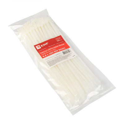 Фотография Хомут нейлоновый (4,8х250) (100шт.) EKF Basic, артикул plc-c-4.8x250