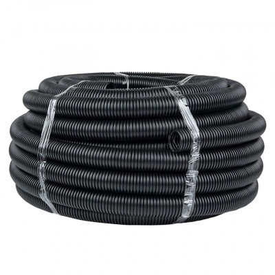 Фотография Труба гофрированная ПНД с протяжкой d50 мм (20 м) черная EKF-Plast, артикул tpnd-50n