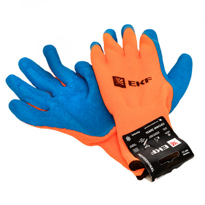 Фотография Перчатки рабочие ПРОФИ ЗИМА с рельефным латексным покрытием утепленные (10 класс, 9 разм) EKF Professional, артикул pe10lt-9-pro
