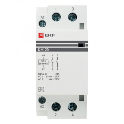 Фотография Контактор модульный КМ 20А 2NО (2 мод.) EKF PROxima, артикул km-2-20-20