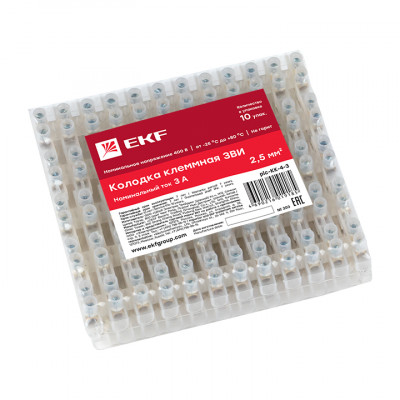 Фотография Колодка клеммная (4мм) 3А (10шт.) EKF PROxima, артикул plc-KK-4-3