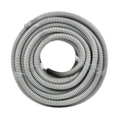 Фотография Труба гофрированная ПВХ с протяжкой d16 мм (50 м) серая EKF-Plast, артикул tg-z-16-50m