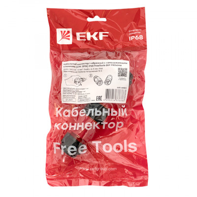 Фотография Кабельный коннектор I-образный разъемный (СМК 3PIN) IP68 FreeTools EKF PROxima, артикул cct-smk3