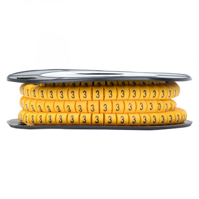 Фотография Маркер кабельный 6,0 мм2 3 (350 шт.) (ЕС-3) EKF PROxima, артикул plc-KM-6-3