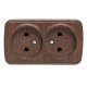 Фотография Розетка 2-местная ОП Минск 10А без заземления тёмное дерево EKF, артикул EGR10-102-40