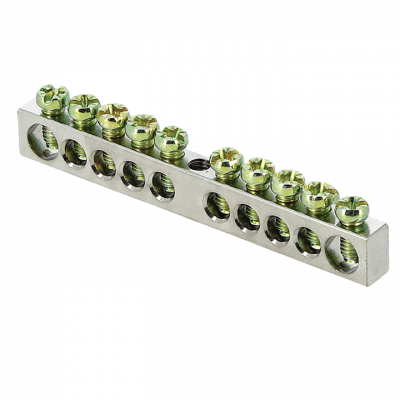 Фотография Шина PEN ноль-земля (6x9мм) 10 отв. цинк крепеж по центру EKF PROxima, артикул sn1-63-10