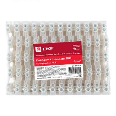 Фотография Колодка клеммная (12мм) 15А (10шт.) EKF PROxima, артикул plc-KK-12-15