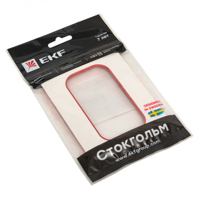 Фотография Стокгольм Рамка для розетки 2-местная белая с  линией цвета красный  EKF PROxima, артикул EYM-G-304-20