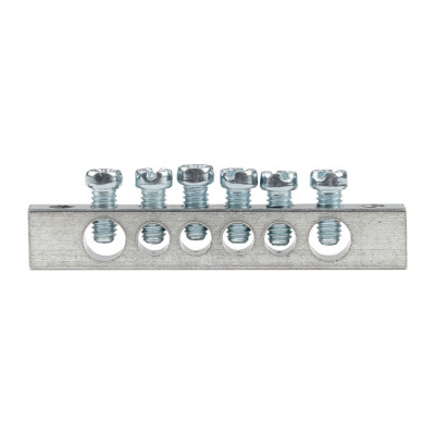 Фотография Шина PEN ноль-земля (6x9мм) 6 отв. цинк крепеж по краям EKF, артикул sn1-63-06-k