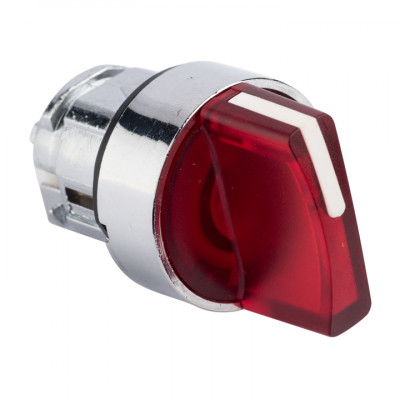 Фотография Исполнительный механизм переключателя ХB4 красный на 2 положения с фиксацией, с подсветкой с короткой ручкой EKF PROxima, артикул XB4BD2FL-R