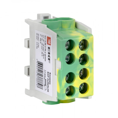 Фотография Клемма распределительная КСР с двойным винтом 2x25/2x16 желто-зеленая EKF PROxima, артикул ksr-2.25-2.16-y-green