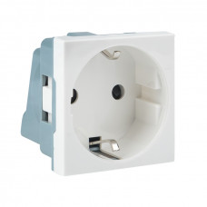 Розетка 45х45 с заземлением, прямая, белая EKF
