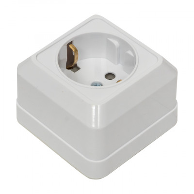 Фотография Рим Розетка 1-местная 16А с заземлением керам. белая EKF, артикул ENR16-028-10C