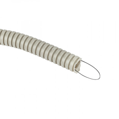 Фотография Труба гофрированная ПВХ с протяжкой d16 мм (25 м) серая EKF-Plast, артикул tg-z-16-25n