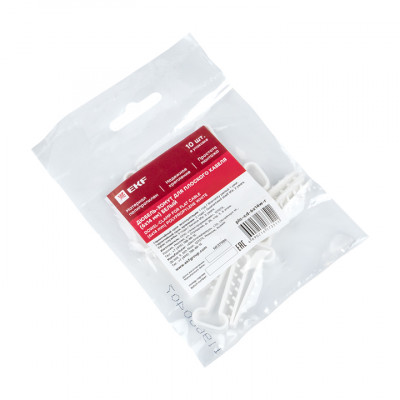 Фотография Дюбель-хомут (6х14 мм) для плоского кабеля белый (10 шт.) EKF PROxima, артикул plc-cd-6x14w-r