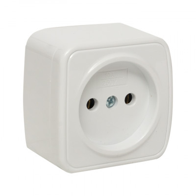 Фотография Минск Розетка 1-местная ОП 10А без заземления белая EKF Basic, артикул EGR10-022-10