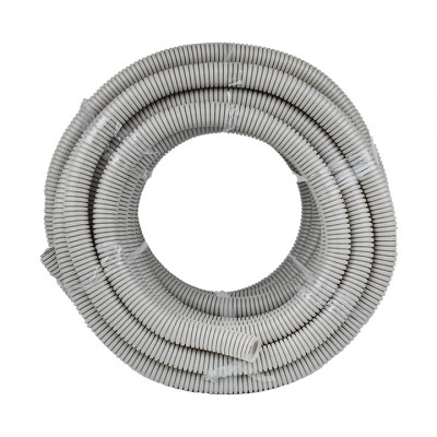 Фотография Труба гофрированная ПВХ с протяжкой d32 мм (25 м) серая EKF-Plast, артикул tg-z-32-25