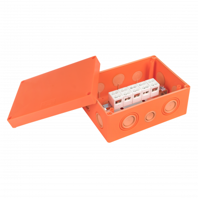 Фотография Коробка распаячная огнестойкая (176х126х74) 5 двойных кк/1,5-10мм²/12 мв IP66 EKF PROxima, артикул plc-kmrf-176-510-2