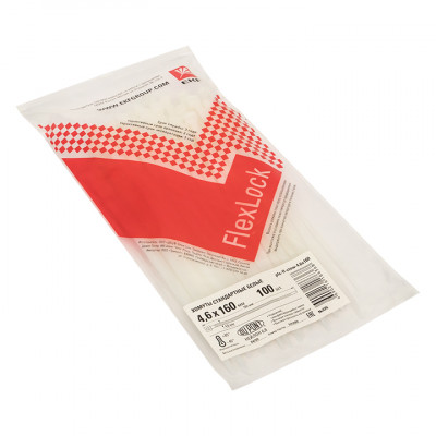 Фотография Хомут P6.6 стандартный (б), 4.6x160 (100шт) FlexLock PROxima, артикул plc-fl-ctsw-4.6x160