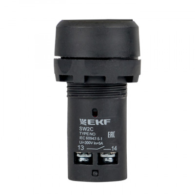 Фотография Кнопка SW2C-11 с фиксацией черная NO+NC EKF PROxima, артикул sw2c-11f