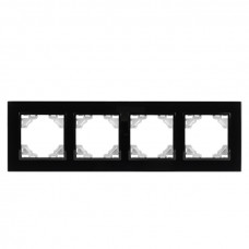 Минск Рамка 4-местная стеклянная черная EKF Basic