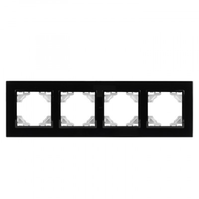 Фотография Минск Рамка 4-местная стеклянная черная EKF Basic, артикул ERM-G-404-70
