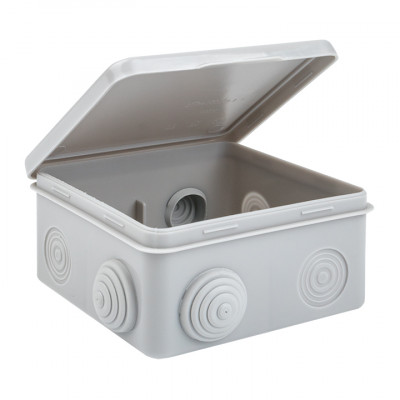 Фотография Коробка распаячная КМР-030-014 с крышкой наружная (100х100х55), 8 мембранных вводов IP54 розничный стикер EKF PROxima, артикул plc-kmr-030-014-r