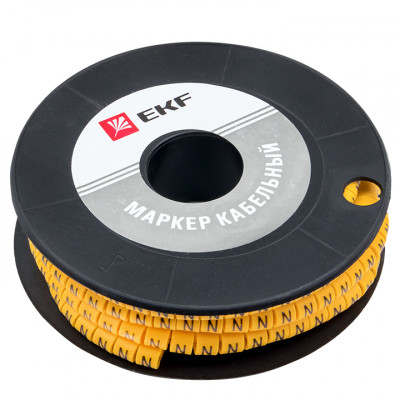 Фотография Маркер кабельный 4,0 мм2 N (500 шт.) (ЕС-2) EKF PROxima, артикул plc-KM-4-N