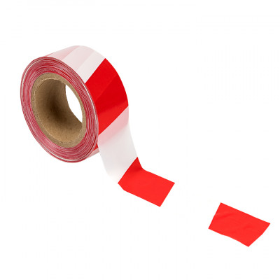 Фотография Лента оградительная ЛО Красно-белая 50х200 EKF Basic, артикул lo-50x200-bas