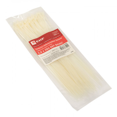 Фотография Хомут нейлоновый (2,5х250) (100шт.) EKF Basic, артикул plc-c-2.5x250