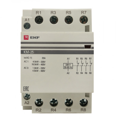Фотография Контактор модульный КМ 25А 4NC (3 мод.) EKF PROxima, артикул km-3-25-04