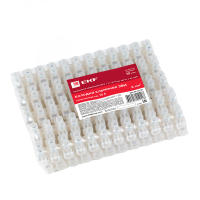 Фотография Колодка клеммная (10мм) 10А (10шт.) EKF PROxima, артикул plc-KK-10-10