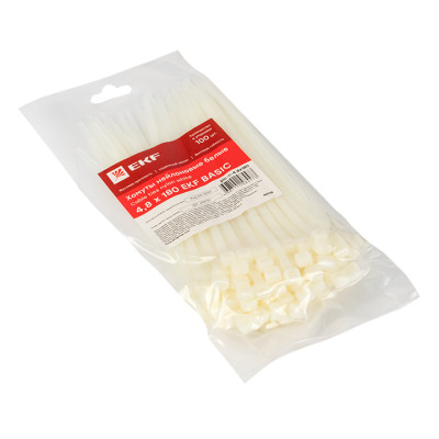 Фотография Хомут нейлоновый (4,8х180) (100шт.) EKF Basic, артикул plc-c-4.8x180