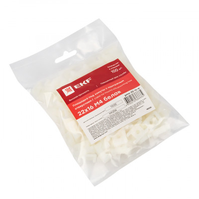 Фотография Площадка под хомуты (22x16) с монтажным отверстием М4 белая (100шт.) EKF PROxima, артикул pmo-22-16-w