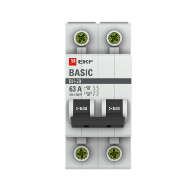 Фотография Выключатель нагрузки 2P 63А ВН-29 EKF Basic, артикул SL29-2-63-bas