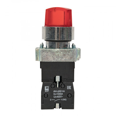 Фотография Переключатель BD21 2P c красной подстветкой 230В NO EKF PROxima, артикул xb2-bk21-r-230