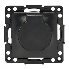 Стокгольм Механизм Розетки 1-местной с/з 16А черный с крышкой и защ. штор. IP44 EKF PROxima