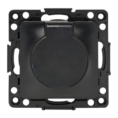 Фотография Стокгольм Механизм Розетки 1-местной с/з 16А черный с крышкой и защ. штор. IP44 EKF PROxima, артикул EZR16-028-10-44