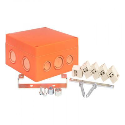 Фотография Коробка распаячная огнестойкая (126х126х74) 5 двойных кк/1,5-6мм²/12 мв IP66 EKF PROxima, артикул plc-kmrf-126-506-2