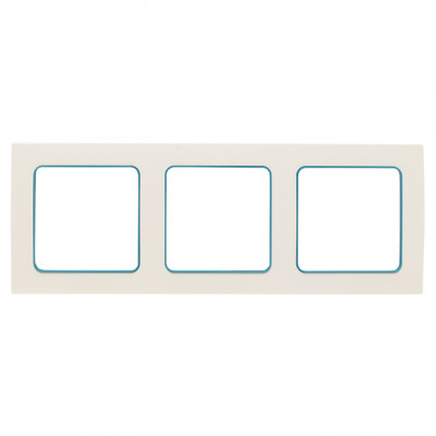 Фотография Стокгольм Рамка 3-местная белая с линией цвета синий EKF PROxima, артикул EAM-G-304-30