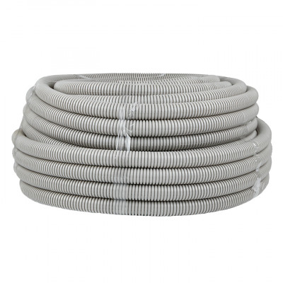 Фотография Труба гофрированная ПВХ с протяжкой d32 мм (50 м) серая EKF-Plast, артикул tg-z-32