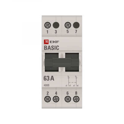 Фотография Трехпозиционный переключатель 2P 63А EKF Basic, артикул tps-2-63