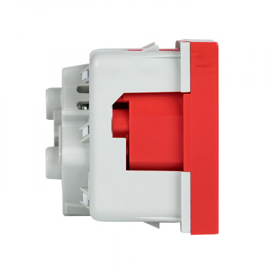 Фотография Розетка 45х45 PRO с заземлением, 45 градусов, красная EKF, артикул E6MR16-028-70-45