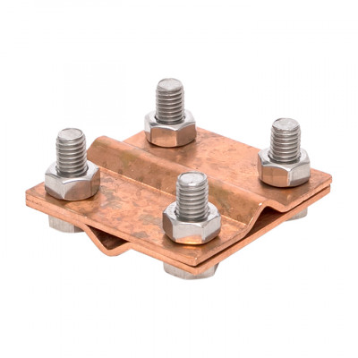 Фотография Зажим крестовидный прут-прут (пластина 57x57мм) Cu EKF PROxima, артикул lp-g3109-cu