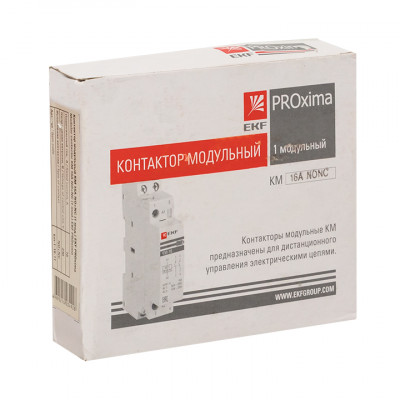 Фотография Контактор модульный КМ РУ 16А 2NO (1 мод.) EKF PROxima, артикул km-1m-16-20