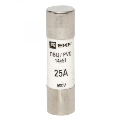 Фотография Плавкая вставка цилиндрическая ПВЦ (14х51)  25А EKF PROxima, артикул pvc-14x51-25
