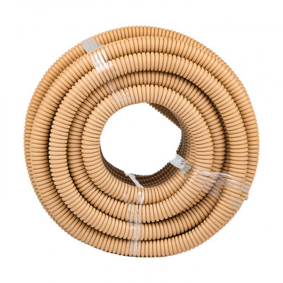 Фотография Труба гофрированная ПВХ с протяжкой d25 мм (25 м) светлое дерево EKF-Plast, артикул tg-z-25w