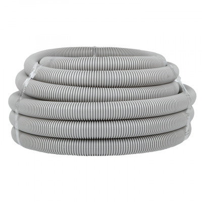 Фотография Труба гофрированная ПВХ с протяжкой d40 мм (15 м) серая EKF-Plast, артикул tg-z-40