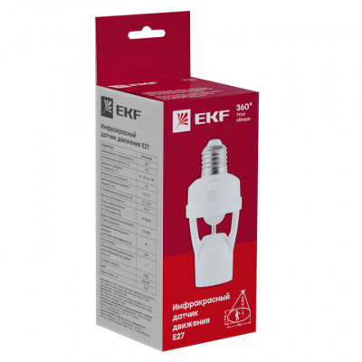 Фотография ИК датчик движения E27 60Вт 360гр. до 7м IP20 EKF PROxima, артикул dd-ms-E27